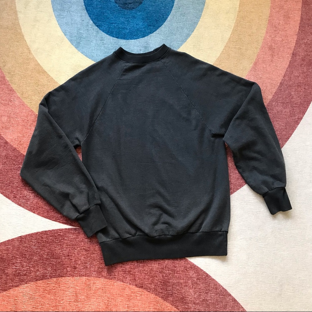 Vintage Faded Black Blank Sweatshirt, Raglan Sleeves, Women’s Medium